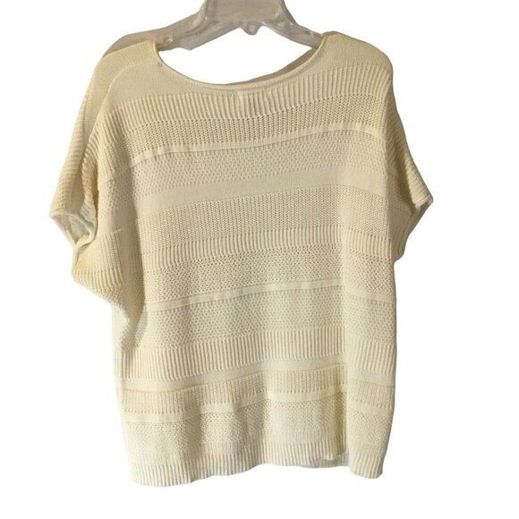 Old Navy Drop Shoulder Sweater Short Sleeve Cotton Knit Women's Size Large Ivory - Picture 6 of 10